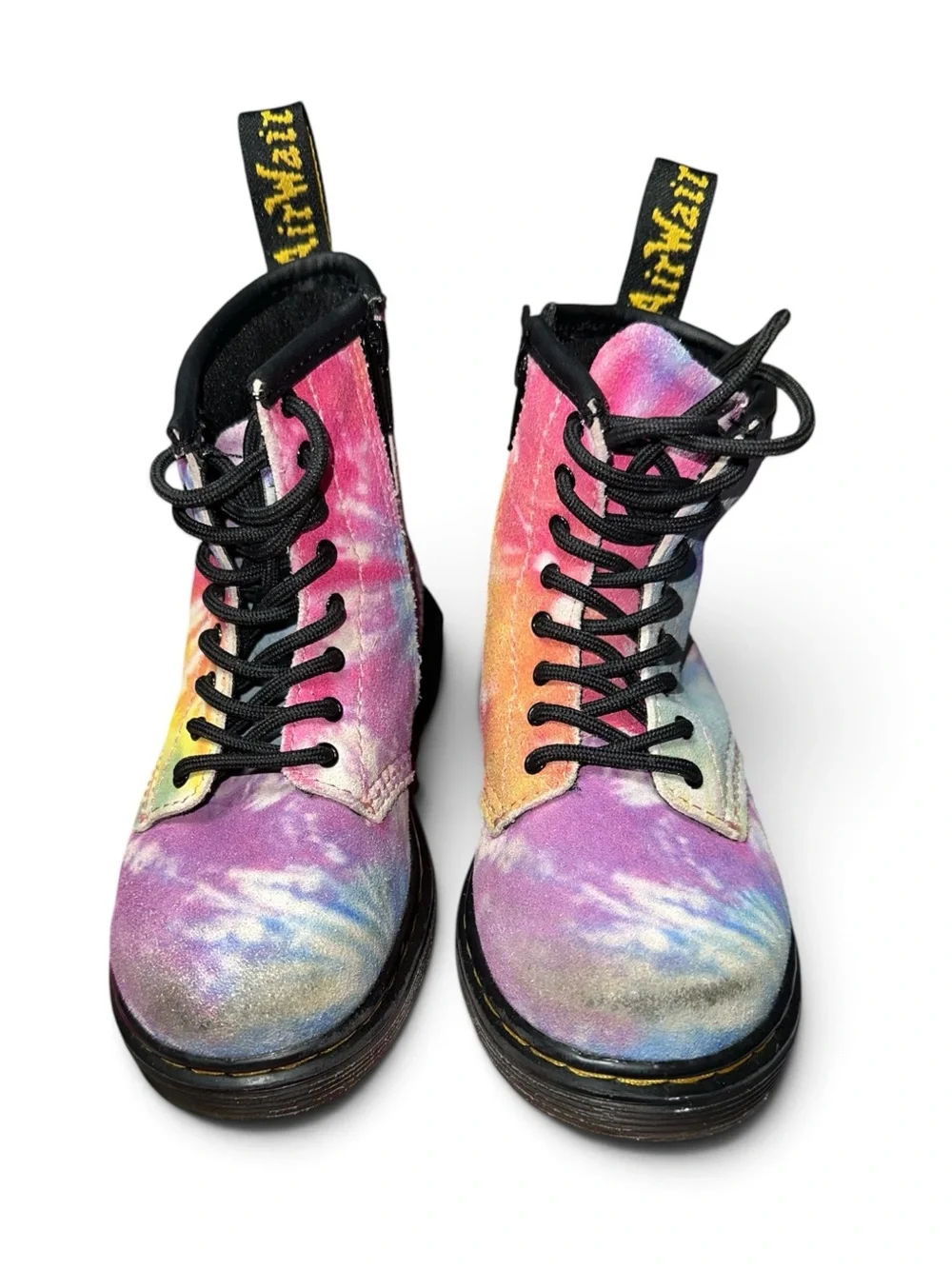 Dr. Martens Little Kids' 1460 Suede Tie-Dye Lace-Up Boots with Zipper Sides